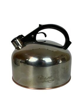 Revere Ware Stainless Steel Copper Bottom Whistling Tea Kettle 3.5 Quart 1988